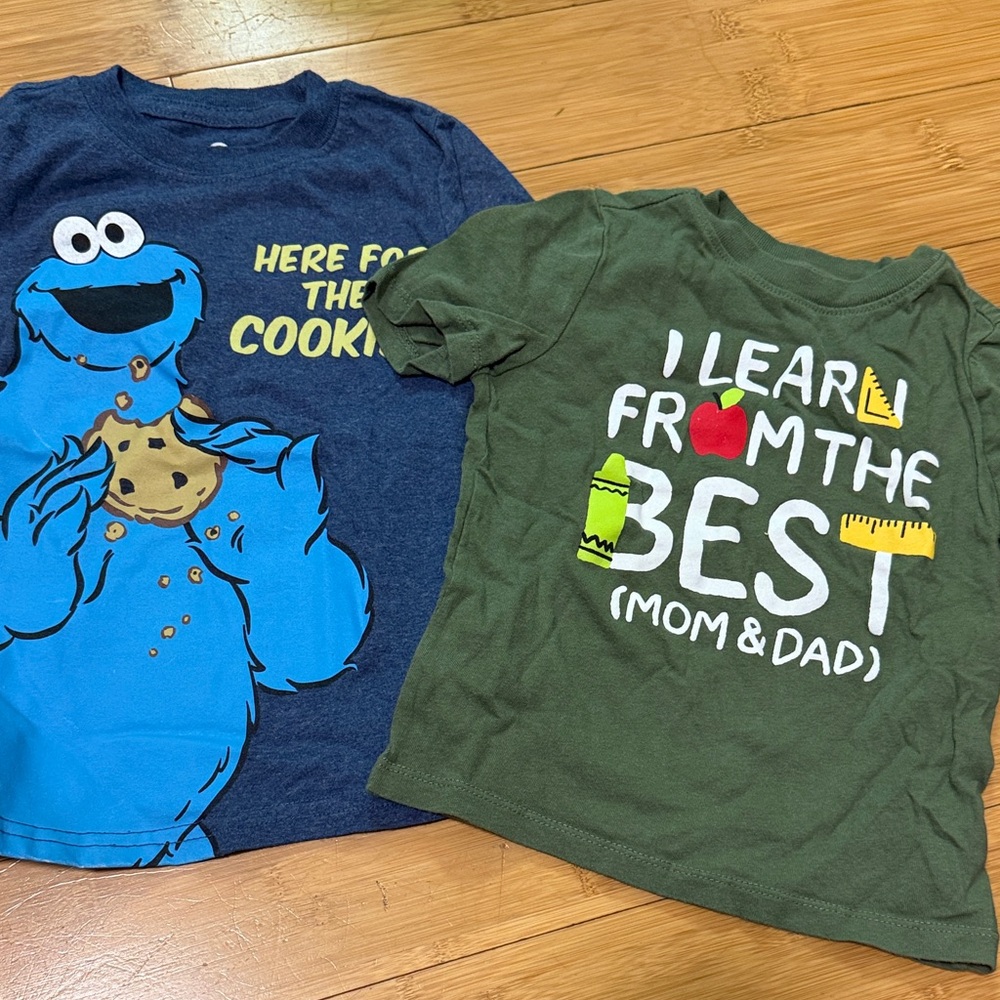 Blue and Green Graphic T-Shirts 3T